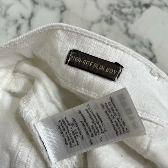 POINT SUR J. Crew High Rise Slim Boy Distressed White Jeans Plus Size 37 US 22 - Picture 15 of 16